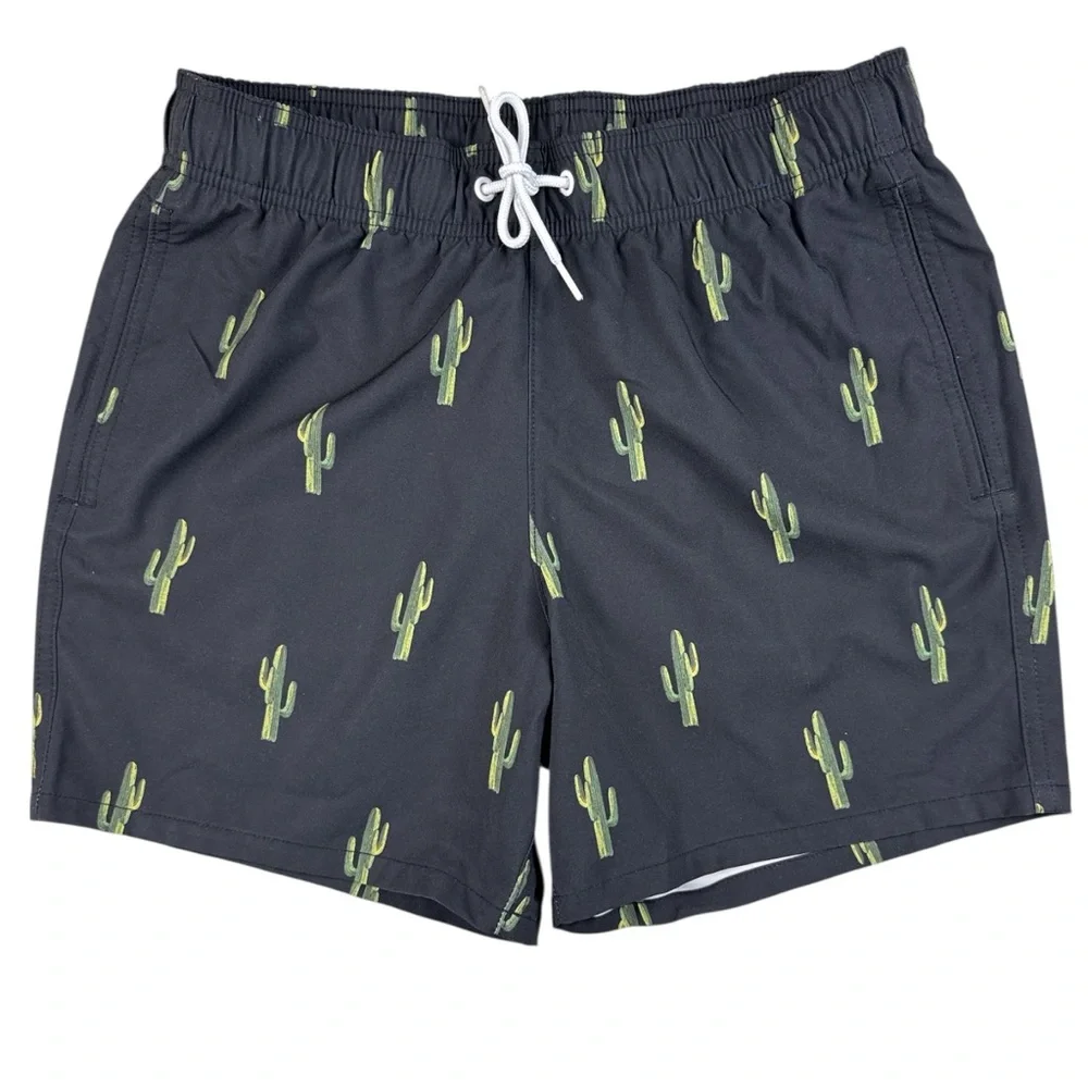 Hollister Black Swim Shorts with Green Cactus Size Small 🌵🌊